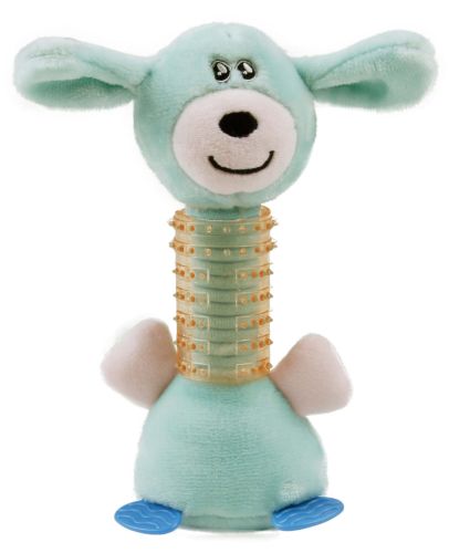 Pet Life Totty-Chew' Plush and Rubber Squeaking Newborn Teething Cat and Dog Toy
